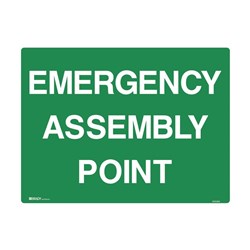 Metal Emergency Sign 600x450 Emergency Assembly Point Green White